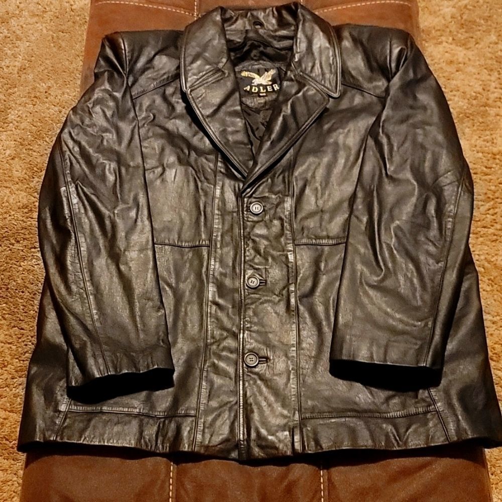 ADLER vintage men's leather jacket. Size 50.